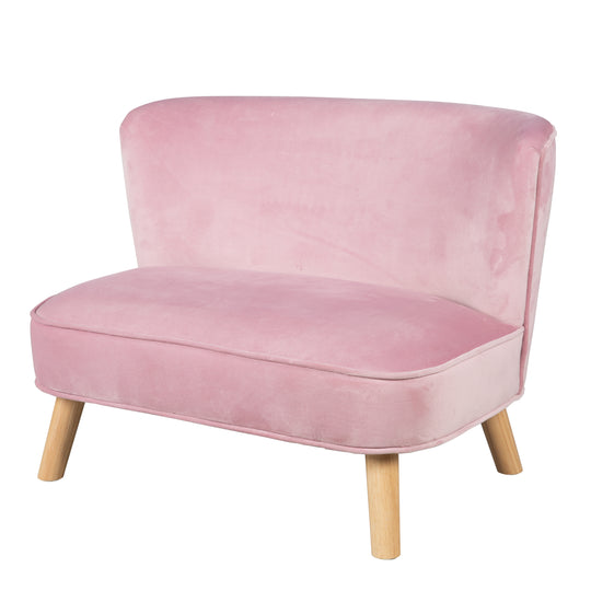 Sofá infantil 'Lil Sofa', cómodo sofá con patas de madera y tela de terciopelo en Mauve