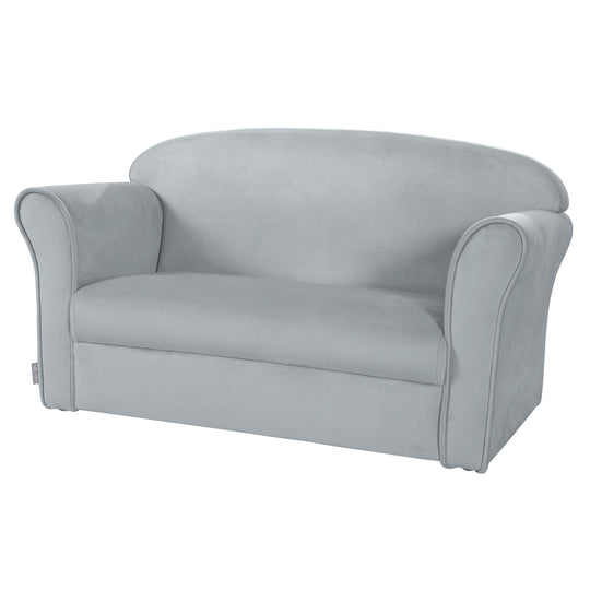 Sofá infantil 'Lil Sofa' con reposabrazos, cómodo con terciopelo gris plateado