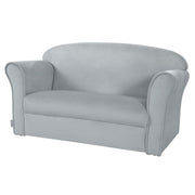 Sofá infantil 'Lil Sofa' cubierto con apoyabrazos, cómodo sofá para niños con tejido de terciopelo gris plateado
