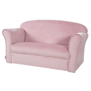 Divano per bambini "Lil Sofa" con braccioli, comodo divano per bambini rivestito di velluto rosa