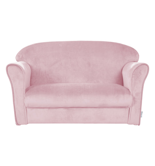 Sofá infantil 'Lil Sofa' con reposabrazos, cómodo con terciopelo rosa