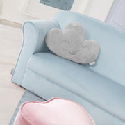 Sofá infantil 'Lil Sofa' con reposabrazos, cómodo sofá infantil tapizado con terciopelo celeste