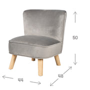Children's armchair 'Lil Sofa', comfortable armchair with sturdy wooden feet and gray velvet
