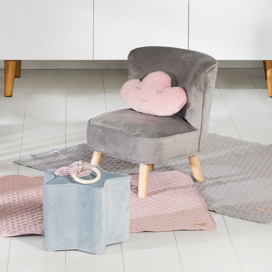 Fauteuil enfant 'Lil Sofa' avec pieds en bois stables - Confortable - Velours gris
