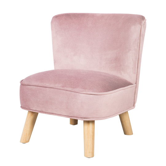 Fauteuil enfant 'Lil Sofa' avec pieds en bois stables - Confortable - Velours rose