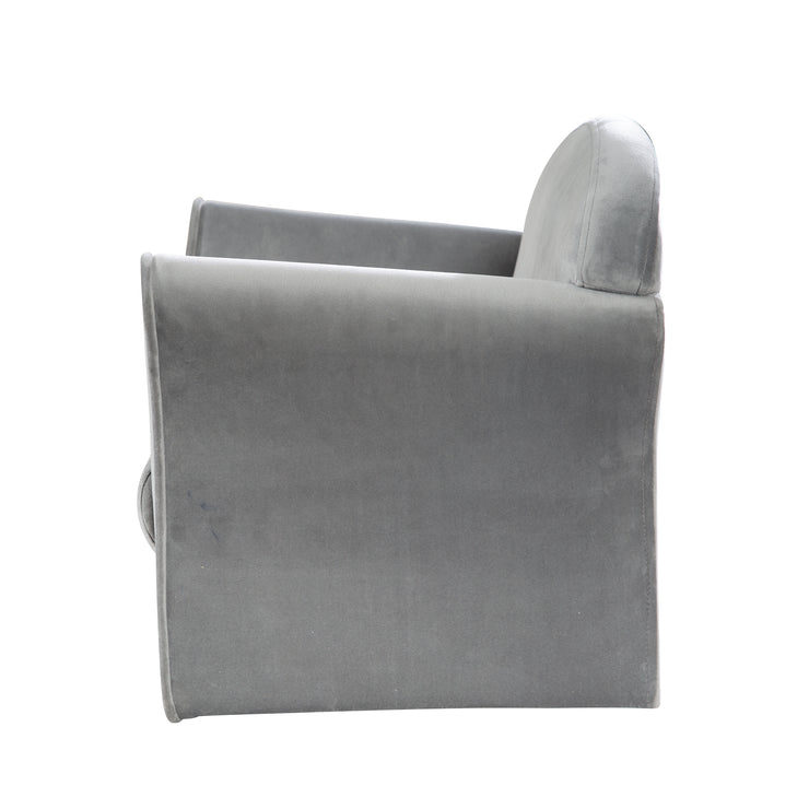 Sillón infantil 'Lil Sofa' con reposabrazos, cómodo mini sillón tapizado en terciopelo gris plateado