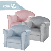 Children's armchair 'Lil Sofa' with armrests, comfortable mini-armchair covered with silver-gray velvet