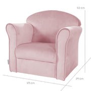 Children's armchair 'Lil Sofa' with armrests, comfortable mini-armchair covered with pink velvet