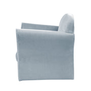 Poltrona per bambini "Lil Sofa" con braccioli, comoda mini poltrona rivestita in velluto azzurro