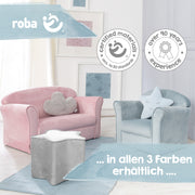 Fauteuil enfant "Lil Sofa" avec accoudoirs, mini-fauteuil confortable rembourré de velours bleu clair