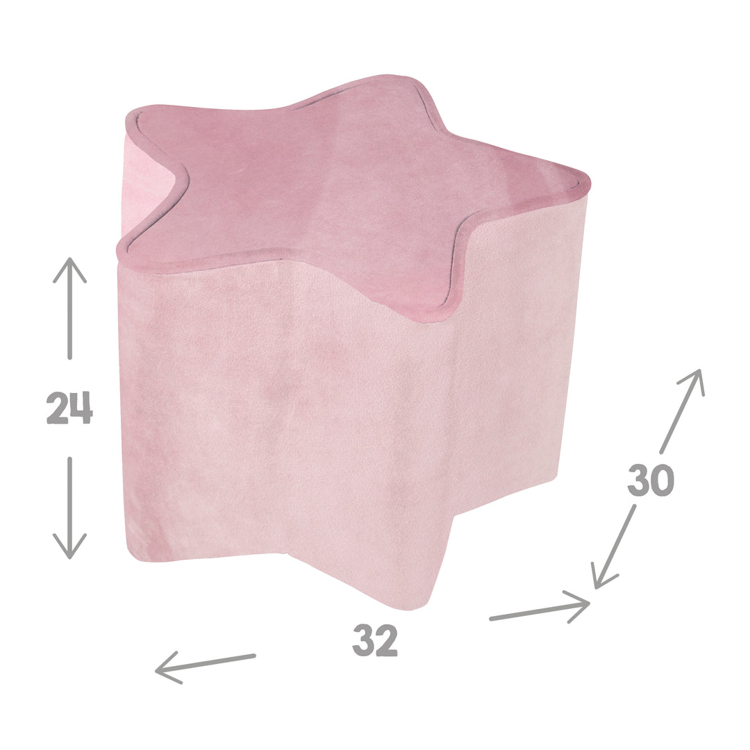 Tabouret enfant 'Lil Sofa' en forme d’étoile - Confortable - Recouvert de velours rose
