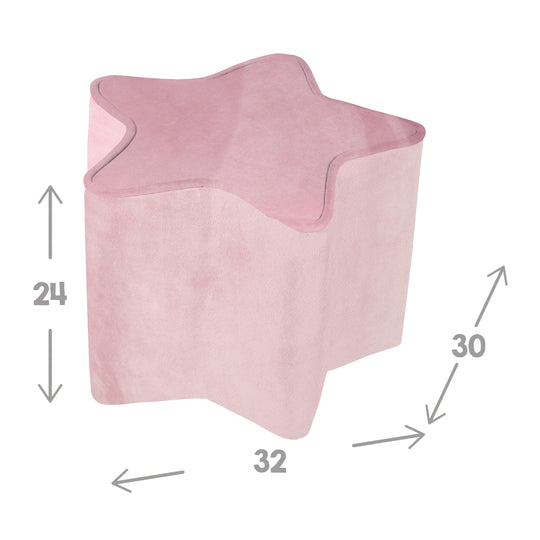 Tabouret enfant 'Lil Sofa' en forme d’étoile - Confortable - Recouvert de velours rose