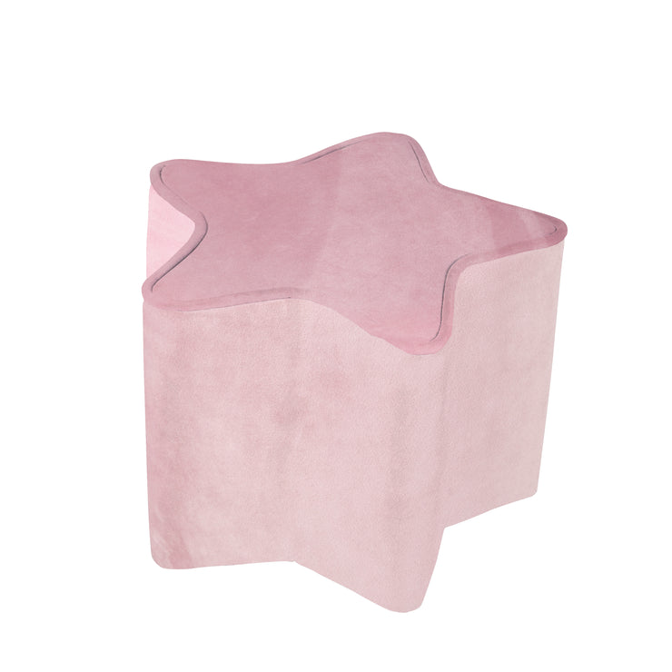 Children's stool in star shape 'Lil Sofa', comfortable stool with velvet in the color mauve, pouf