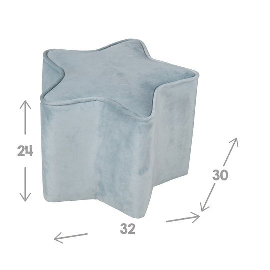 Tabouret enfant 'Lil Sofa' en forme d’étoile - Confortable - Recouvert de velours bleu clair
