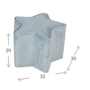 Children's stool in star form 'Lil Sofa', comfortable stool covered with velvet fabric in Sky/light blue