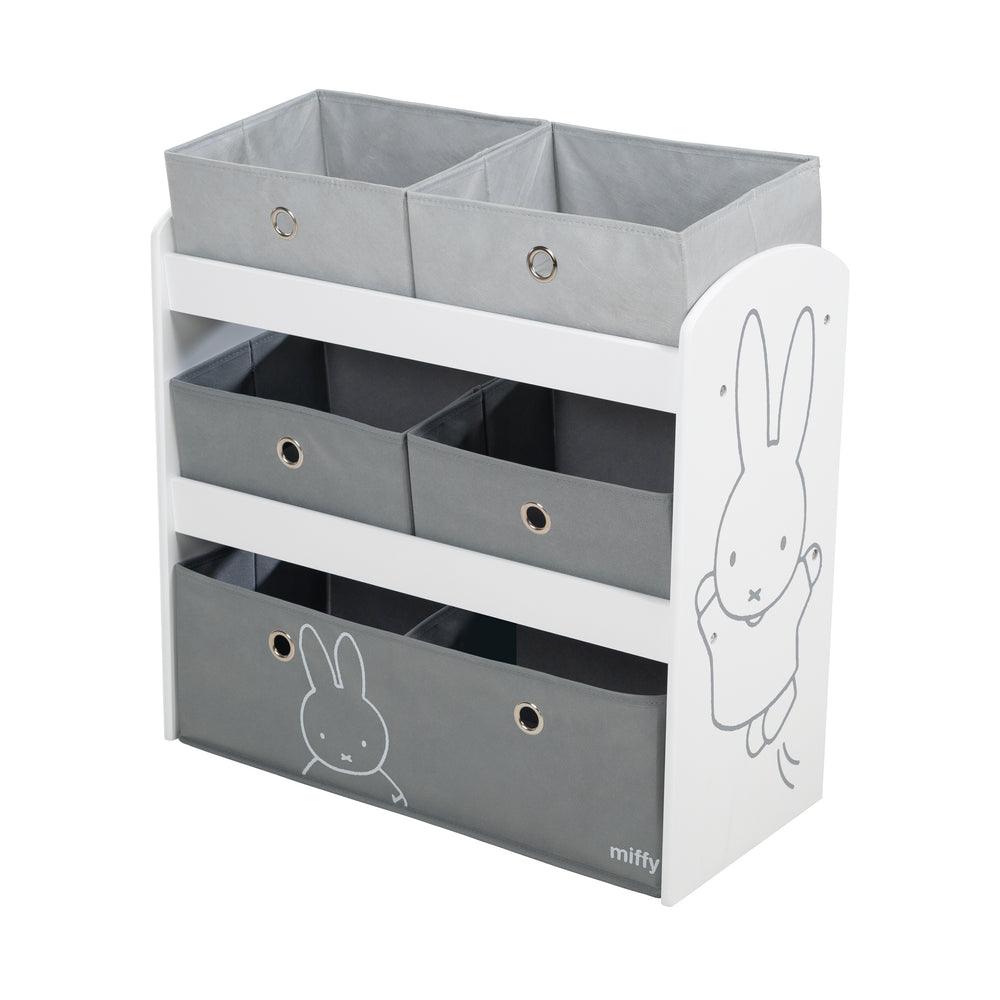 Etagère de jeu 'miffy®', avec 5 boîtes en tissu, étagère de rangement, pour garçons et filles