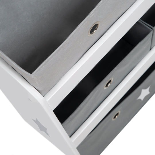 Spielregal 'Stars', Spielzeugregal mit 5 Stoffboxen, Aufbewahrungsregal, für Jungen und Mädchen