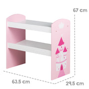 Scaffale da gioco "Krone", scaffale per giocattoli e ripostiglio, incl.5 scatole in tessuto rosa / rosa