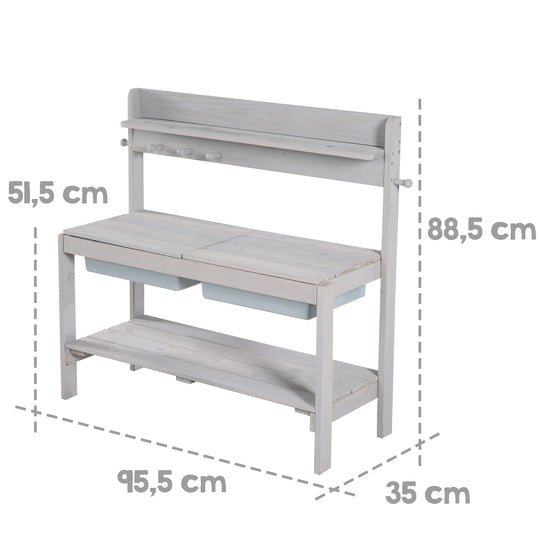 Mud Kitchen 'Outdoor+', Gray Stained with Removable Cover, Weatherproof Wood