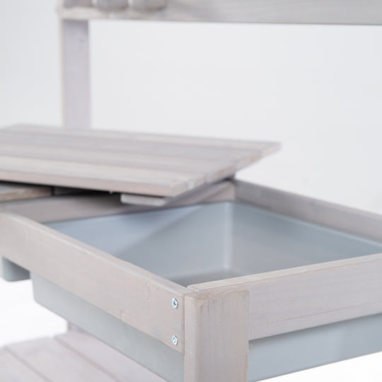 Mud Kitchen 'Outdoor+', Gray Stained with Removable Cover, Weatherproof Wood