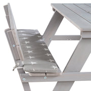 Grupo de asientos para niños 'Outdoor +', con respaldo 'Picnick para 4', resistente a la intemperie de madera maciza, gris