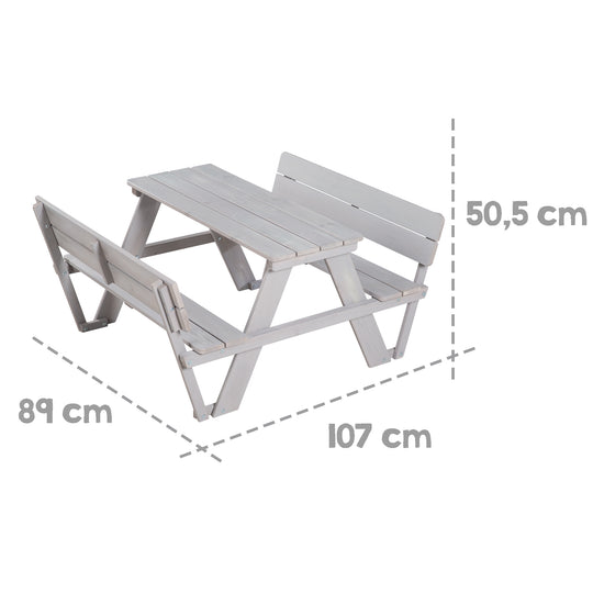 Dinette d'extérieur 'Outdoor +' avec dossier 'Picnic for 4', résistant aux intempéries, bois massif, gris