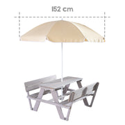 Children's seating group 'PICKNICK for 4' Outdoor +, with backrest, incl. umbrella set