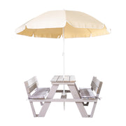 Children's seating group 'PICKNICK for 4' Outdoor +, with backrest, incl. umbrella set