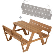 Kindersitzgruppe 'Outdoor+', mit 2 Bänken, 1 Tisch 'Picknick for 4', aus Massivholz, wetterfest