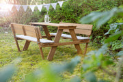Dinette d'extérieur "Outdoor +" incl. 2 bancs, 1 table, "Picknick for 4" en bois massif, résistant aux intempéries