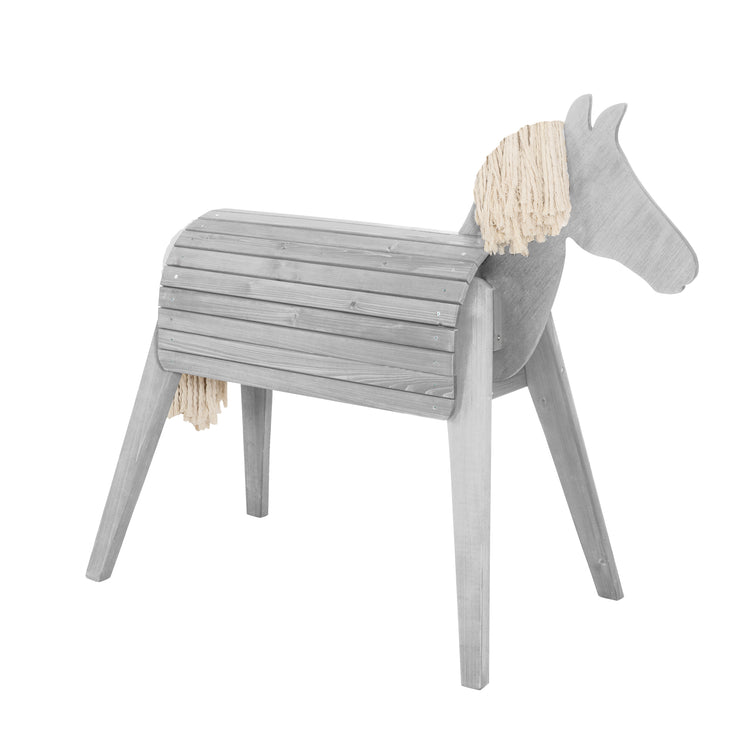 Outdoor & vaulting horse, solid wood gray, garden horse with mane & tail