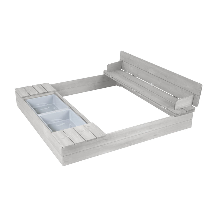 Sandpit 'Outdoor +' Grey Glazed incl. Fold-out Bench & 2 Play Trays