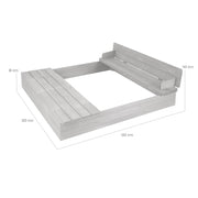Sandpit 'Outdoor +' Grey Glazed incl. Fold-out Bench & 2 Play Trays