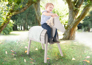Outdoor play horse - With mane & tail - Solid wood grey glazed