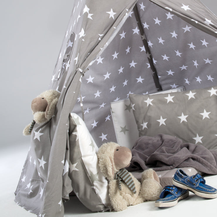 Tenda da gioco "Little Stars", tappetino e borsa da trasporto, wigwam per camerette e spazi aperti