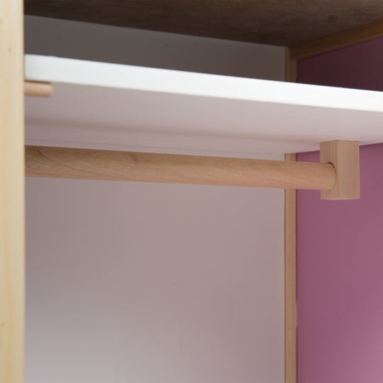 Puppenkleiderschrank 'Scarlett', zum Verstauen von Puppenkleidung & Zubehör, weiß lackiert