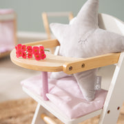 Chaise haute pour poupées "Scarlett", en bois blanc pour poupée de bébé