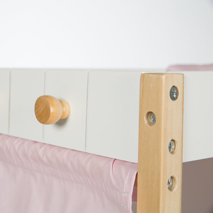 Cómoda y cama para muñecas, serie de muebles para muñecas 'Scarlett', incluidos muebles textiles, blanco