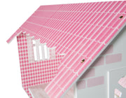 Casa delle bambole e scaffale da gioco con scatola per i giocattoli, rosa/bianco