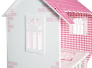 Maison de poupée et étagère de jeu incl. boîte de rangement pour jouets, rose/blanc