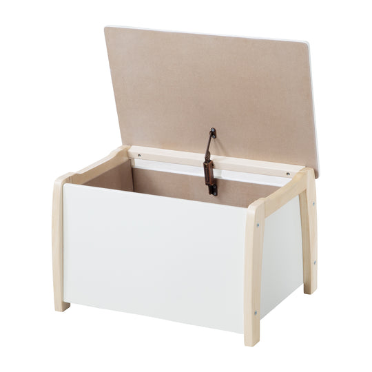 Children's & Toy Chest Made of Solid Wood, Bicolor, Including Soft-Close Mechanism