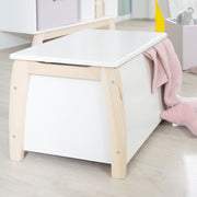 Children's & toy chest made of solid wood, bicolor, including damping fitting