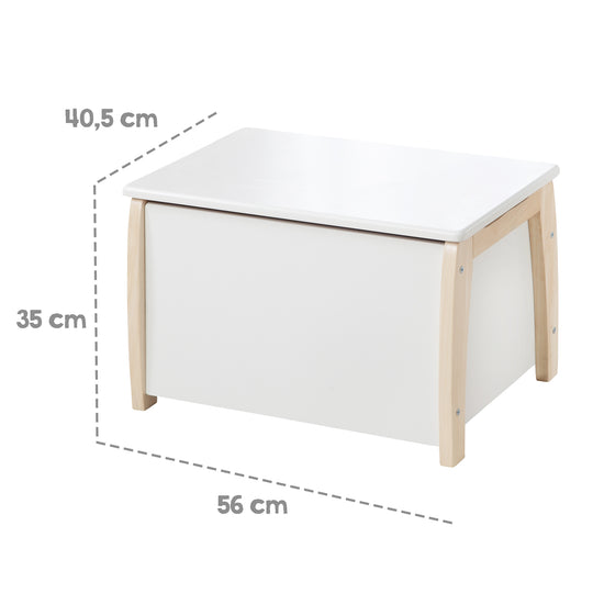 Children's & Toy Chest Made of Solid Wood, Bicolor, Including Soft-Close Mechanism