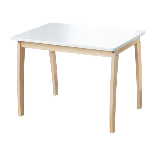 Mesa infantil de madera maciza y MDF, tablero lacado en blanco, AltxAnchxProf: 56 x 76 x 52 cm