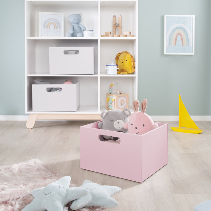 Caja de almacenamiento para la habitación de los niños, espacio de almacenamiento para los juguetes, decoración, rosa