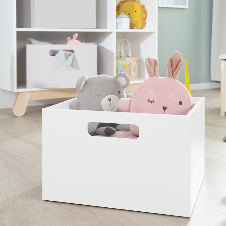 Caja de almacenamiento para habitaciones para niños, espacio de almacenamiento para juguetes, decoración, blanco