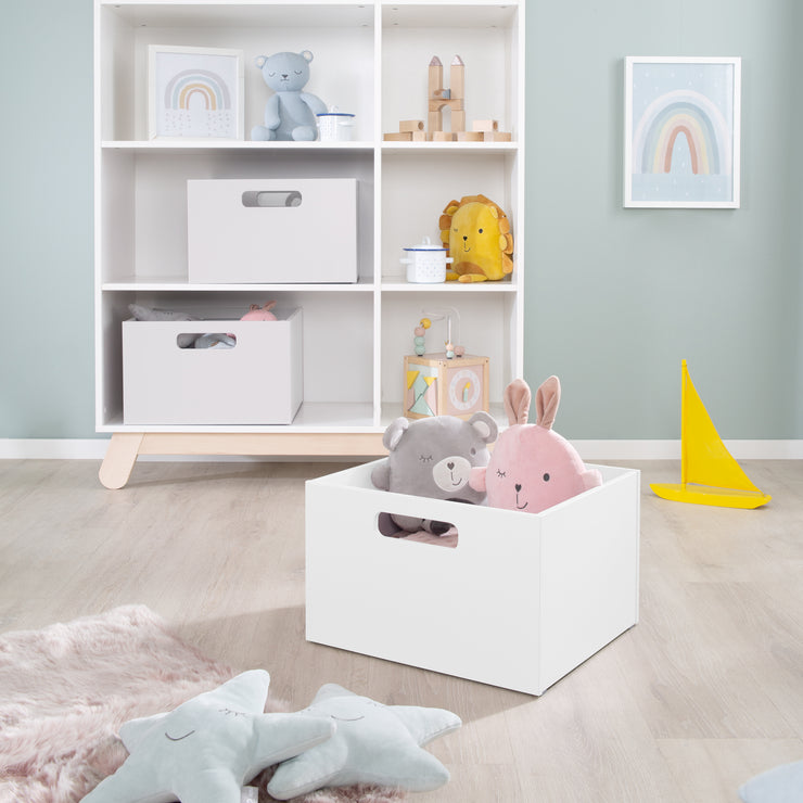 Caja de almacenamiento para habitaciones para niños, espacio de almacenamiento para juguetes, decoración, blanco