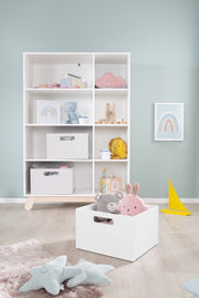 Scatola di stoccaggio per camere per bambini, spazio di archiviazione per giocattoli, decorazioni, bianco