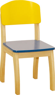 Sedia per bambini, sedia con schienale per bambini, verniciata color legno, 61,5 x 33 x 33,5 cm, altezza del sedile 31,5cm