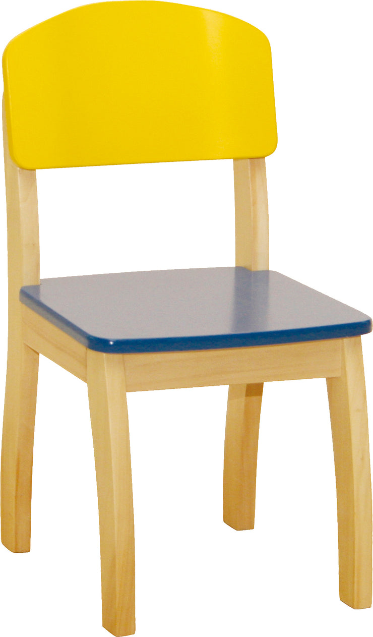 silla de los niños, silla con respaldo para niños, madera pintada de forma colorida, 61,5 x 33 x 33,5 cm, altura del asiento 31,5 cm